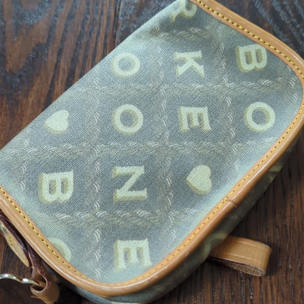 DOONEY & BOURKE I Coasted Canvas & Leather Logo Monogram Print Tiny Wristlet